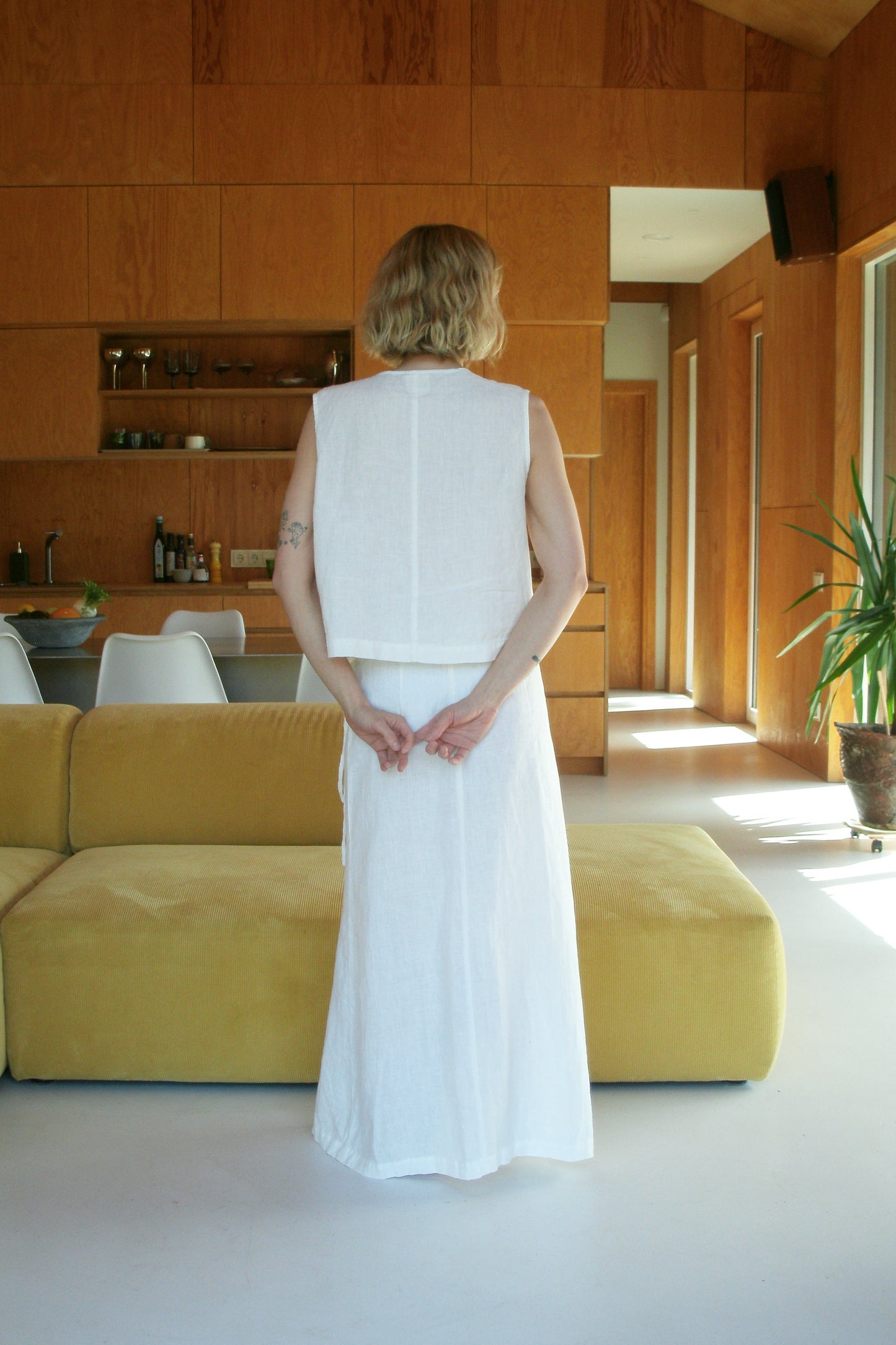A-line wrap linen skirt