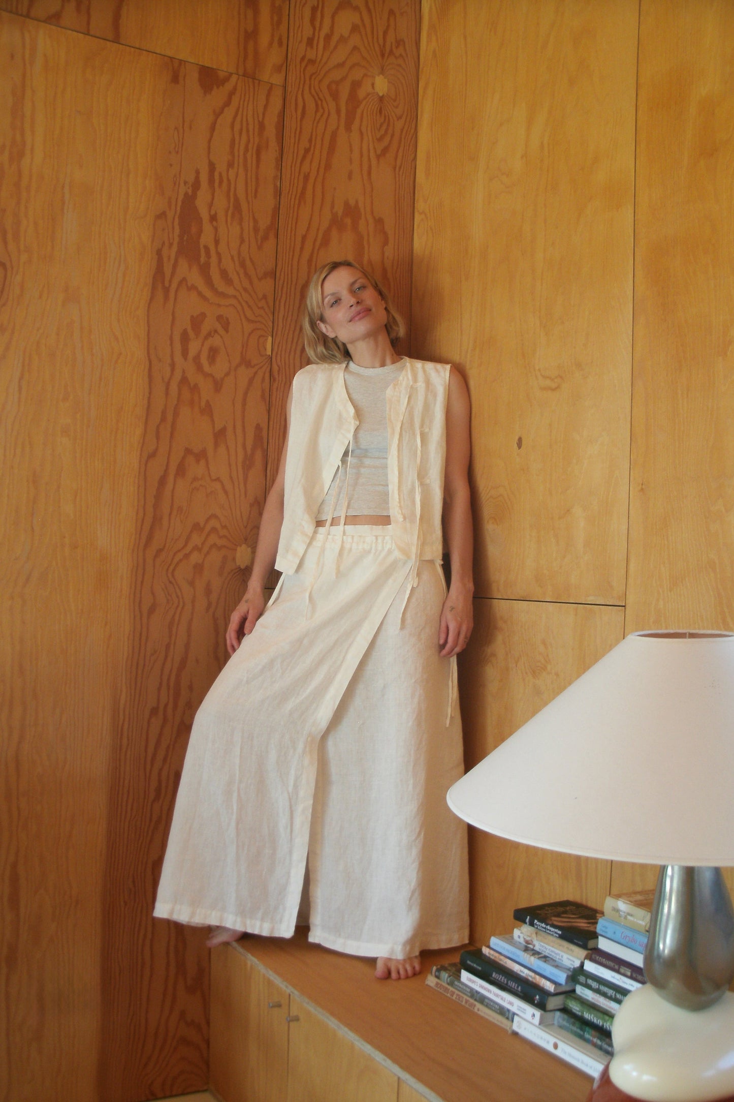 A-line wrap linen skirt