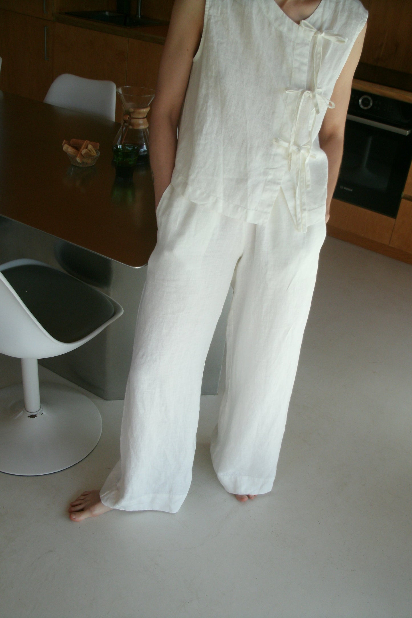 Wide linen trousers