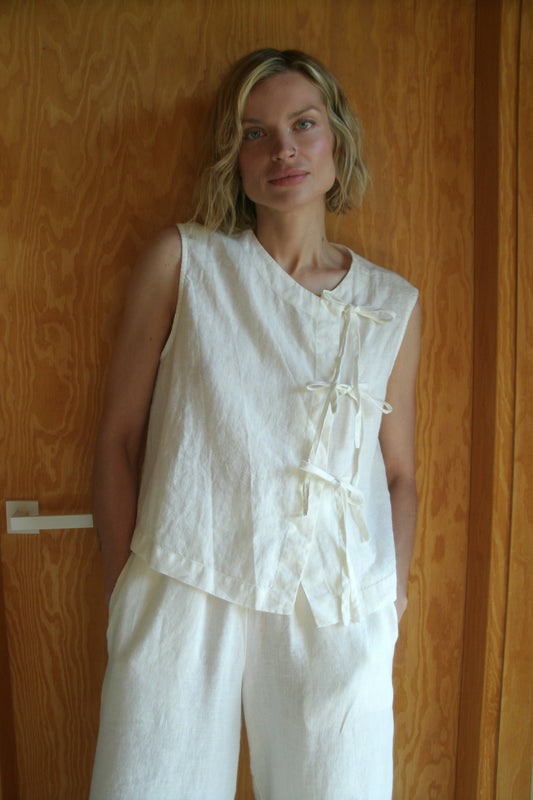 Tie up linen top