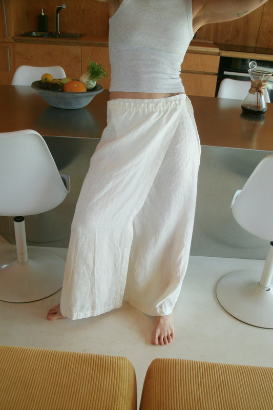 A-line wrap linen skirt