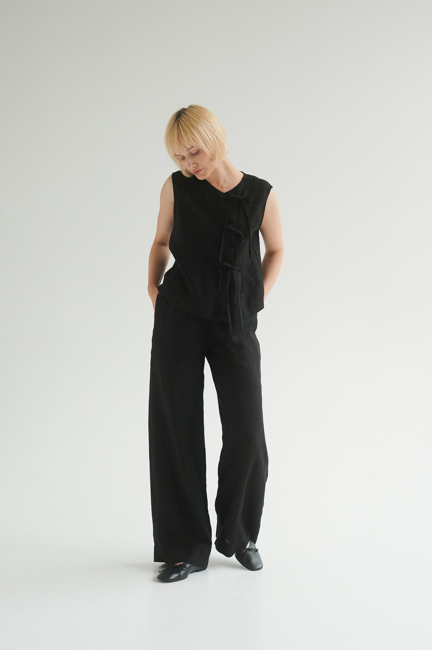 Wide linen trousers